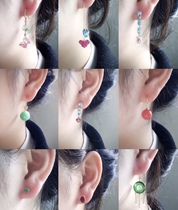 Natural Crystal Blue-Seal Butterfly Flower Ear Ring Nail-in-the-ear Ear Hook Ornament 18K Inlaid Ear Ornaments Woman