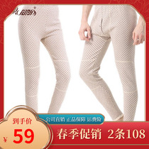 Top-Perpip melon colored cotton jacquard warm and suede thickened lovers kneecap warm pants for men and women for underpants winter