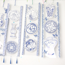 Blue and white porcelain decoration material Chinese style kindergarten corridor hanging ring creation art painting graffiti hanging decoration