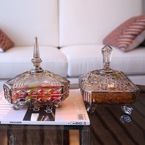 European glass fruit plate candy jar creative luxury living room coffee table decoration ornaments small fruit plate snack plate storage tank