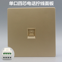 Gold single hole plug-in concealed phone socket champagne 86 CAT3 phone voice module information home panel
