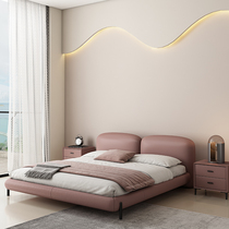 Modern minimalist bed light luxury double bed leather Nordic soft bag leather bed master bed 1 8 m wedding bed small apartment