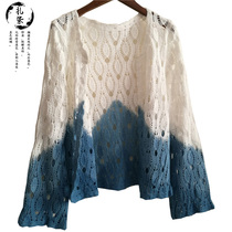 Tie-dyed outer shawl Yunnan Dali Bai Ethnic handmade tie-dyed plant vegetation dyed shawl coat Sunscreen air conditioning shirt women