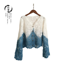 Tie-dyed outer sunscreen dress female summer 2021 New Yunnan Dali Bai handmade grass dyed lace cardigan coat