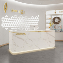 Simple modern cashier clothing store beauty salon shop small imitation marble Nordic arc bar front desk