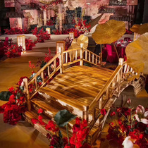 New wedding props wooden fence New Chinese wedding decoration Roman column road lead wooden bridge Magpie bridge solid wood fence