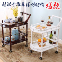 European solid wood snack beverage household double-decker drinks Mobile beauty tea dining car trolley 4S shop exhibition car