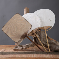 Chinese classical rice paper bamboo fan plantain crab Begonia fan blank manual reunion fan round fan calligraphy painting paper fan bamboo