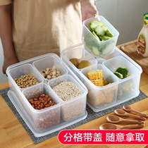  Plastic refrigerator preservation box Kitchen transparent grid with lid Fruit food storage box sealed ingredient storage box