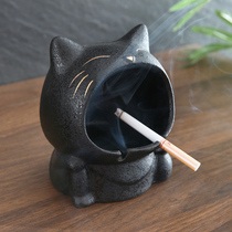 Cute cartoon cat creative ashtray ceramic household living room personality fashion trend anti-fly ash large ashtray