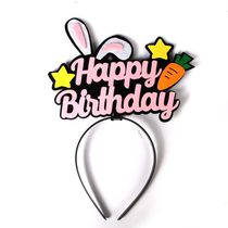 Small Red Book Tennis Red Nightclub Birthday Party Head Stirrup Rabbit Carrots With Lights Hi Leather Birthday Hat Cartoon Headwear