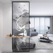 Changhong art glass partition modern living room entrance toilet wet and dry area frosted light luxury decorative screen customization