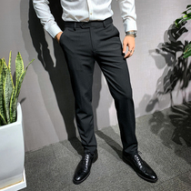 Mr. Huis new trousers mens stripes Korean casual pants mens slim professional business groom suit long pants
