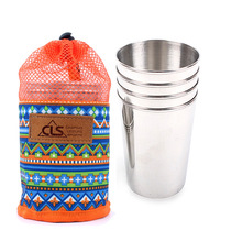 Outdoor large Cup camping 304 stainless steel 4 piece Cup picnic beer glass office 350ML coffee cup