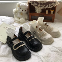 Small Sun Family Day Ensemble Retro Infini Style White Leather Shoes Woman 2022 springtime Thick Bottom Mary Treasures Jk Single Shoes