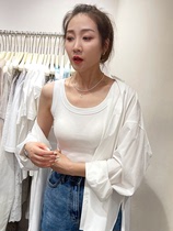 Wide shoulder strap camisole womens summer thin white outer wear anti-light cover-up pair of milk slim slim sports top