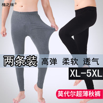 2 pieces of modal cotton large size mens autumn pants mens single thin thin tight bottoming warm underwear pants