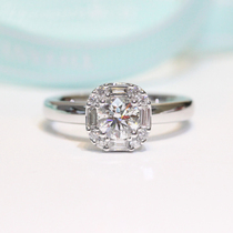 18K gold group inlaid diamond ring platinum T square diamond ring wedding ring platinum kgold 50 square diamond ring proposal