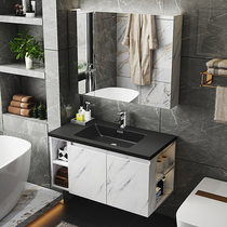  Light luxury bathroom cabinet combination face wash basin rock plate integrated basin Modern simple bathroom sink set