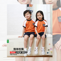Kindergarten garden suit Summer performance suit Short-sleeved T-shirt Childrens British college style primary school school uniform class suit customization
