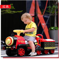 Childrens electric car small train handle remote control can take a large toy car boys and girls two babies four-wheel car