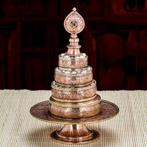 Nepal pure copper Manza plate handmade carved red bronze Manza pan Tibetan eight auspicious tea Luo complete set for fomanza