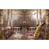 Ultra-clear color cross-stitch re-drawing drawing source file large landscape rich peacock