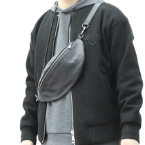 Deep Hill Nine Virgin Mens Breasts Leather Leather Bag Small Backpack Genuine Leather Single Shoulder Bag Inclined Cross-Pack Casual Chest Front Bag