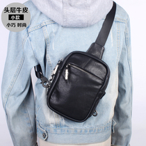 Pure Leather Day Ensemble Chest Bag Men Small Cow Leather Satchel Handmade Mini Chest Front Retro Riding Bag Casual Phone Bag