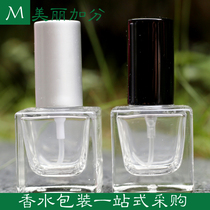 10ML transparent glass perfume bottle bottled silver cap black cap new square glass bottle stock