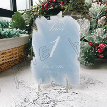 Wedding banquet transparent acrylic table card Sky blue UV printing Festival supplies gift personalized custom design