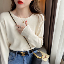 White knitwear womens spring autumn beat undershirt 2022 Spring new inner lap jacket Jacket Round Neckline Autumn winter sweater