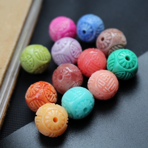 Коралловое двухцветное синтезированное украшение-шарик, аксессуар, браслет, ожерелье и серьги, бусины, DIY