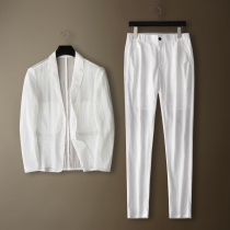 GJG light casual suit mens summer new youth fashion casual suit wedding small suit jacket white
