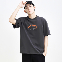 Short-sleeved mens t-shirt Tide brand crew neck pure cotton loose version all-match base shirt Mens summer Japanese trend half-sleeve T-shirt