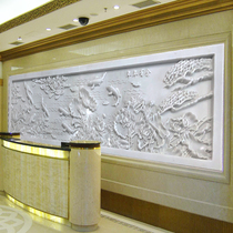 Stone carving relief natural stone carved marble white marble Hotel Villa courtyard Lotus fish landscape wall painting