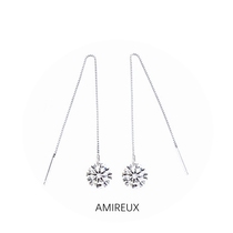 AMIREUX earrings female summer senior sense temperament simple light luxury small zircon ear wire S925 sterling silver long super fairy