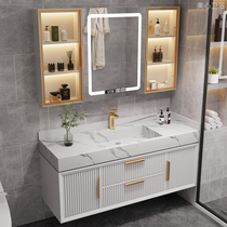 Rock plate integrated modern simple light luxury bathroom cabinet combination Nordic intelligent face wash hand wash wash basin toilet