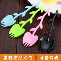Disposable spoon fork spoon individually wrapped ice cream cake spoon thickened fruit pudding dessert fork plastic