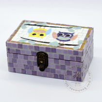 Yue Sen Lives exclusive original handmade solid wood owl with lock key zakka large jewelry box feedback price