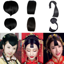 Xinyi costume bangs wig bride Xiuhe size peach heart flow sea new high temperature silk childrens black head curtain hair
