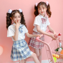  Girls jk uniform genuine suit summer clothes 2021 new childrens summer primary school students college style short-sleeved pleated skirt