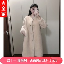 ANNA ◆ small gold buckle series ~ imported beautiful slave sheep skin wool one long and short fur coat female Na Anjia