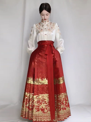 taobao agent Hanfu, wedding dress, jacket, red evening dress, skirt, 2023 collection, long sleeve, autumn