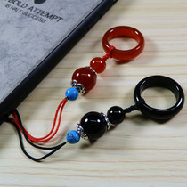 Agate mobile phone lanyard short mobile phone pendant rope key men and women mobile phone chain with lanyard Net red rope hanging U disk