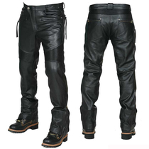 South Korea imported Harley Indian motorcycle leather pants cowhide stretch waterproof pants straight men and women Cool