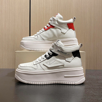  High-top shoes womens 2021 burst new womens shoes all-match ins super fire leather heightening muffin thick-soled white shoes women