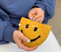 INS export Korea smiley face wool felt coin wallet cosmetic bag certificate bank card storage bag Data Number finishing