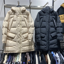 Li Ning 2021 Winter new BADFIVE Mens sports loose white duck suede with cap long down jacket AYMR087