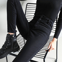 Sandro Moscoloni2021 Autumn New High waist tight elastic thin black small feet jeans women
